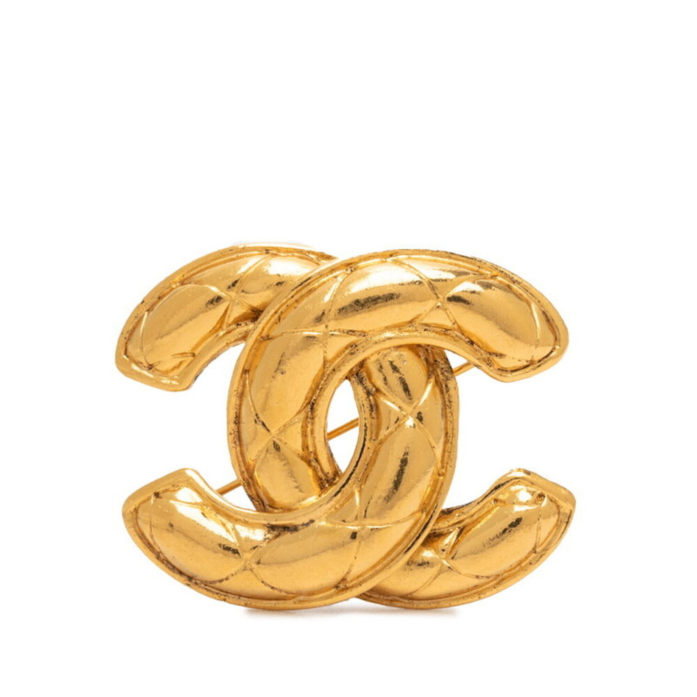 CHANEL Vintage Gold Logo Brooch